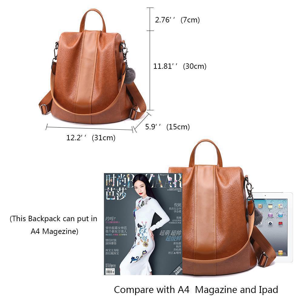 PREMIUM™ Premium Leather Three Way Anti-Thief Women's Backpack - 5econds.co