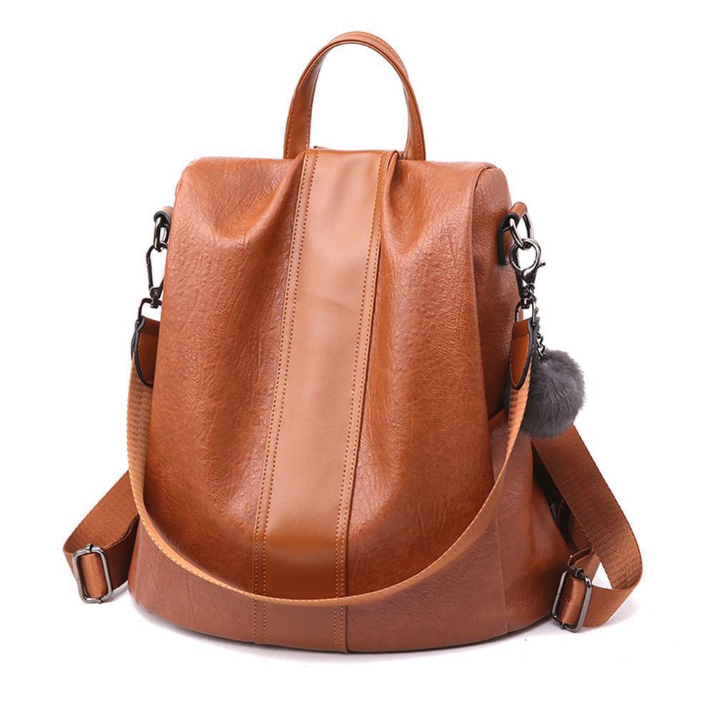 PREMIUM™ Premium Leather Three Way Anti-Thief Women's Backpack - 5econds.co