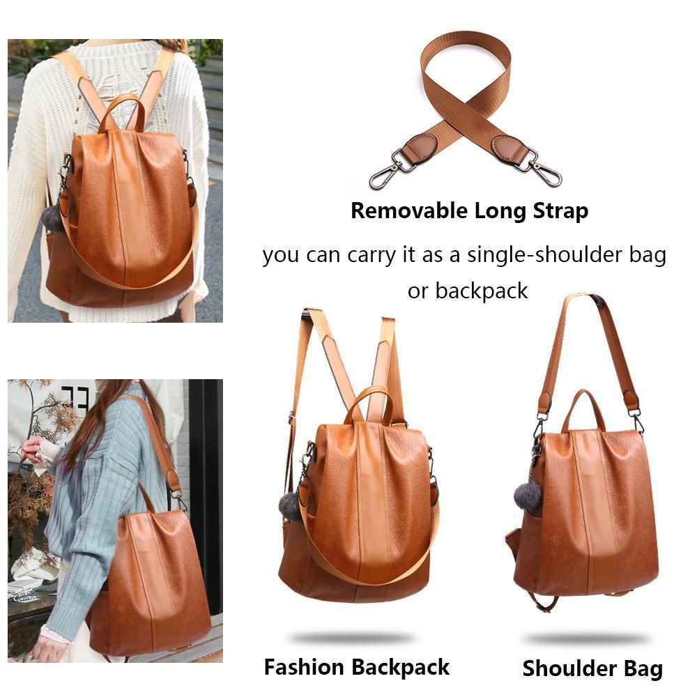 PREMIUM™ Premium Leather Three Way Anti-Thief Women's Backpack - 5econds.co