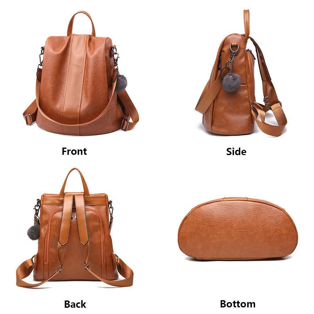 PREMIUM™ Premium Leather Three Way Anti-Thief Women's Backpack - 5econds.co