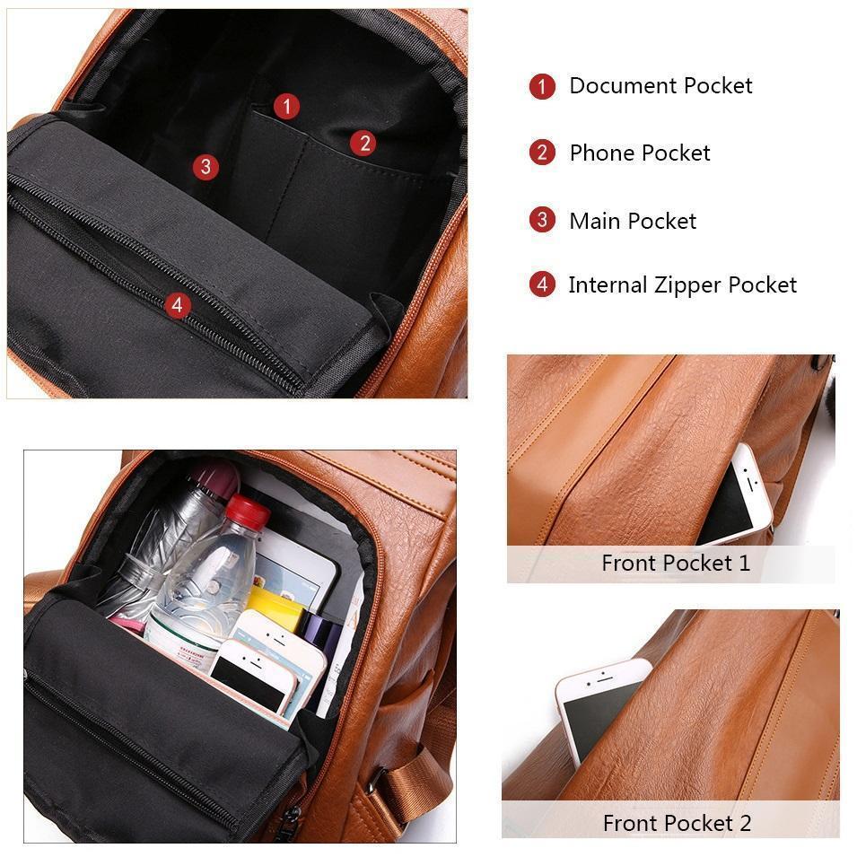 PREMIUM™ Premium Leather Three Way Anti-Thief Women's Backpack - 5econds.co