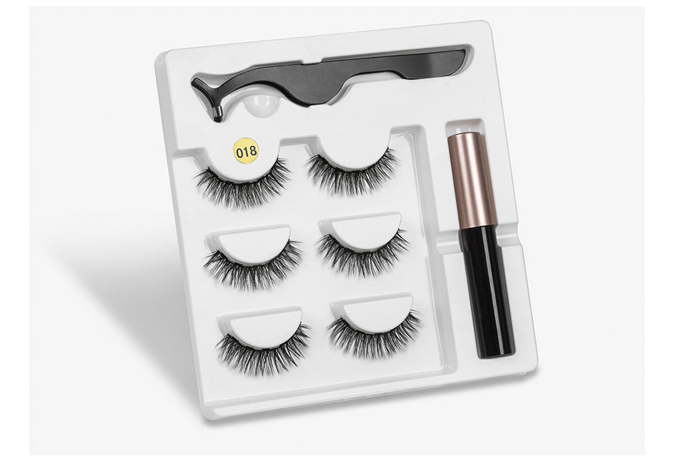 Magnetic Youth Eyelash - 3 Pairs Magnetic Eyelashs set Magnet Liquid Eyeliner Lashes Tweezer Set Waterproof Long Lasting Extension - 5econds.co