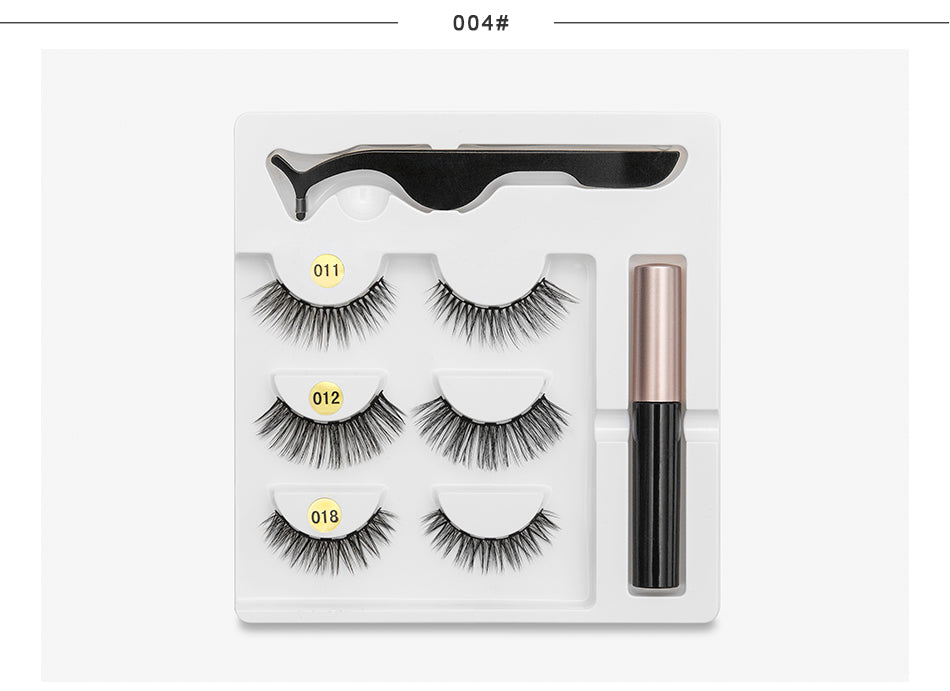 Magnetic Youth Eyelash - 3 Pairs Magnetic Eyelashs set Magnet Liquid Eyeliner Lashes Tweezer Set Waterproof Long Lasting Extension - 5econds.co