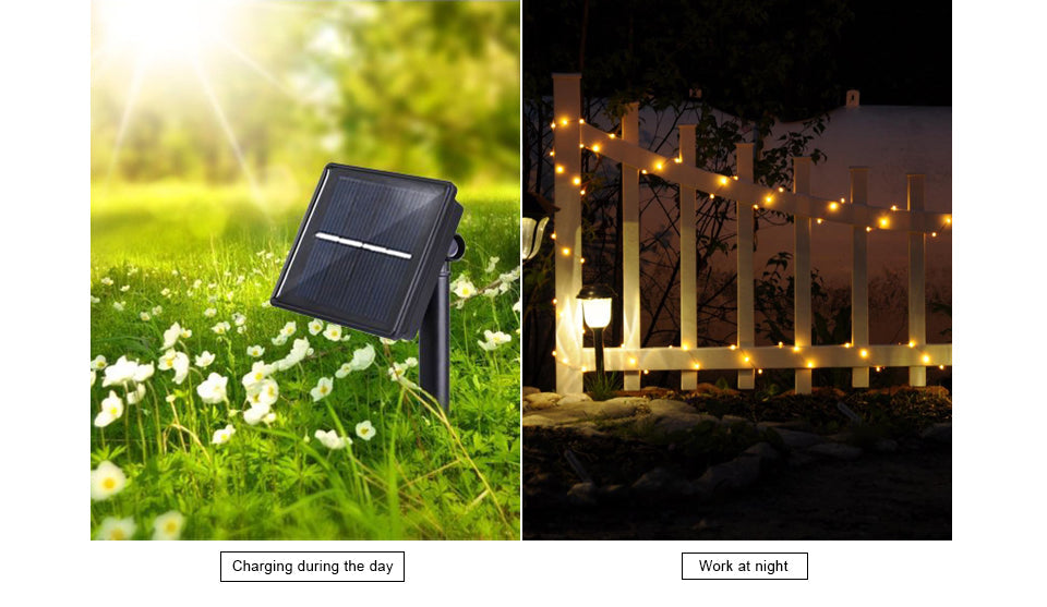 Starlight LED Solar Light - Dimmable LED Outdoor Solar String Lights Fairy Holiday Christmas Party Garland Garden Waterproof