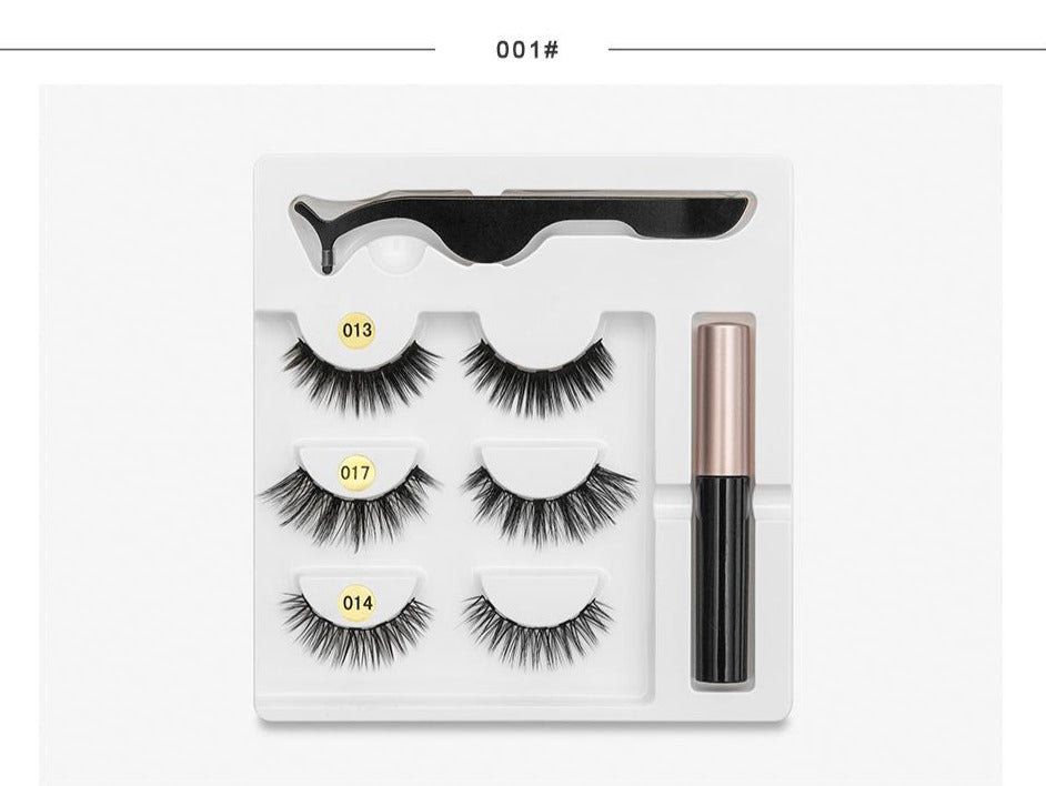 Magnetic Youth Eyelash - 3 Pairs Magnetic Eyelashs set Magnet Liquid Eyeliner Lashes Tweezer Set Waterproof Long Lasting Extension - 5econds.co