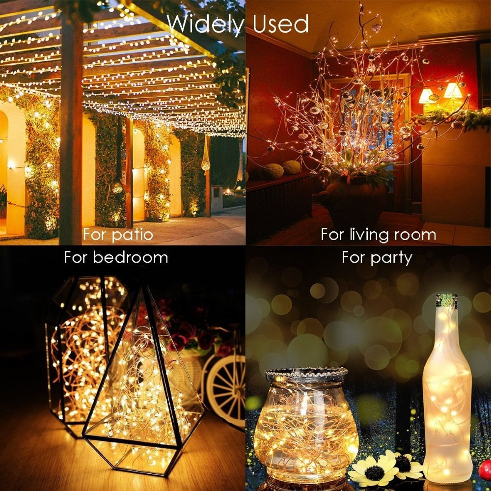 Starlight LED Solar Light - Dimmable LED Outdoor Solar String Lights Fairy Holiday Christmas Party Garland Garden Waterproof