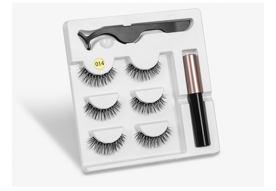 Magnetic Youth Eyelash - 3 Pairs Magnetic Eyelashs set Magnet Liquid Eyeliner Lashes Tweezer Set Waterproof Long Lasting Extension - 5econds.co
