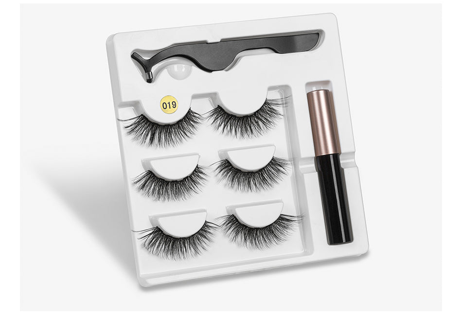 Magnetic Youth Eyelash - 3 Pairs Magnetic Eyelashs set Magnet Liquid Eyeliner Lashes Tweezer Set Waterproof Long Lasting Extension - 5econds.co