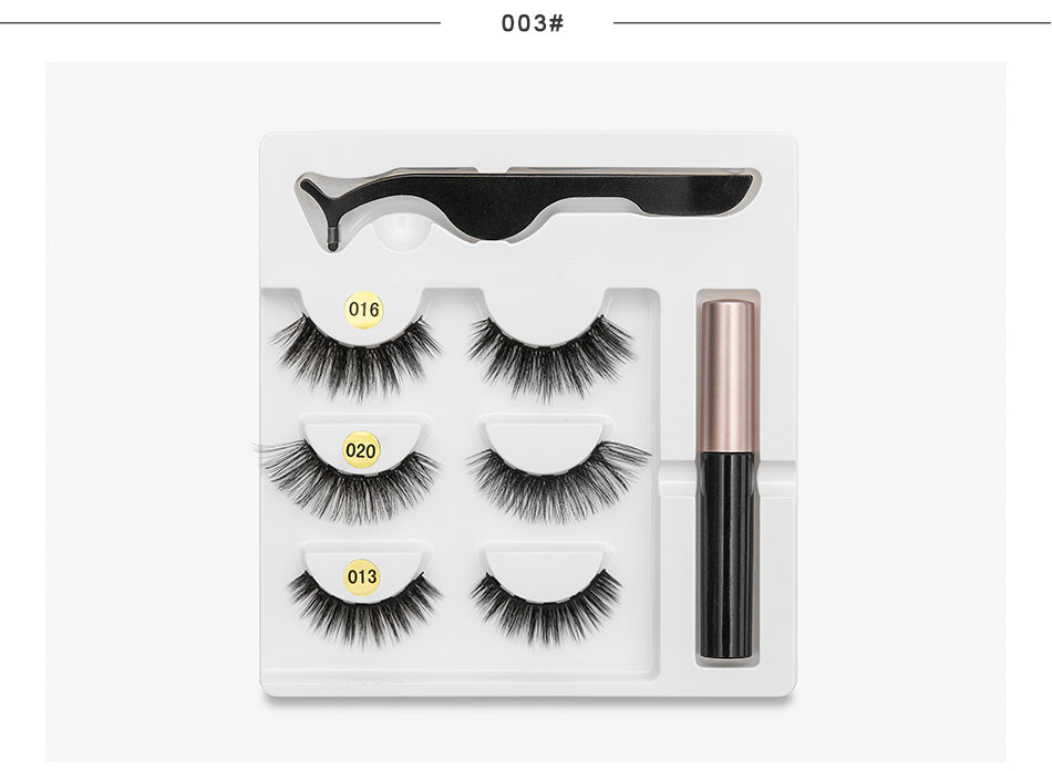 Magnetic Youth Eyelash - 3 Pairs Magnetic Eyelashs set Magnet Liquid Eyeliner Lashes Tweezer Set Waterproof Long Lasting Extension - 5econds.co