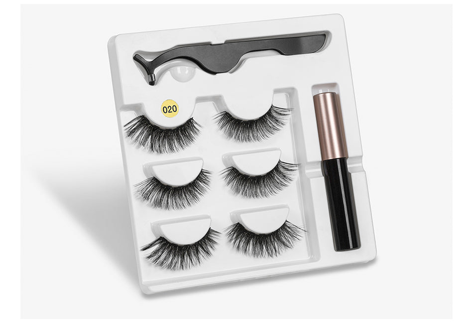 Magnetic Youth Eyelash - 3 Pairs Magnetic Eyelashs set Magnet Liquid Eyeliner Lashes Tweezer Set Waterproof Long Lasting Extension - 5econds.co