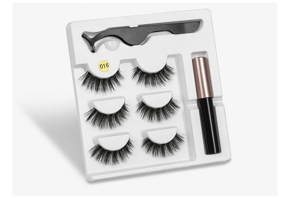 Magnetic Youth Eyelash - 3 Pairs Magnetic Eyelashs set Magnet Liquid Eyeliner Lashes Tweezer Set Waterproof Long Lasting Extension - 5econds.co