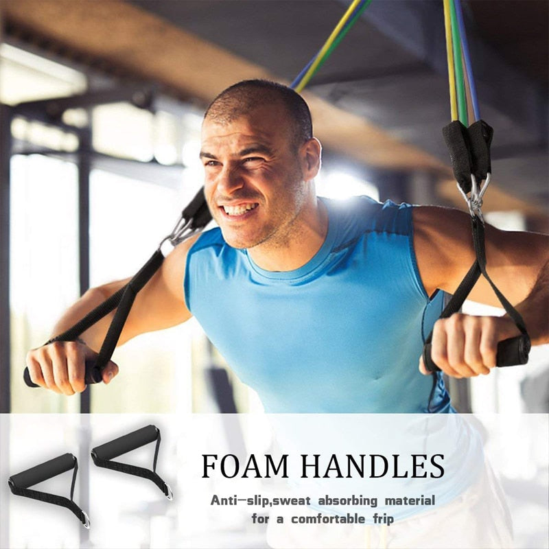 HomeFit™ Resistance Band 11pcs/Set - Latex Resistance Bands Gym Door Anchor Ankle Straps With Bag Kit Set Yoga Exercise Fitness Band Rubber Loop Tube Bands - 5econds.co