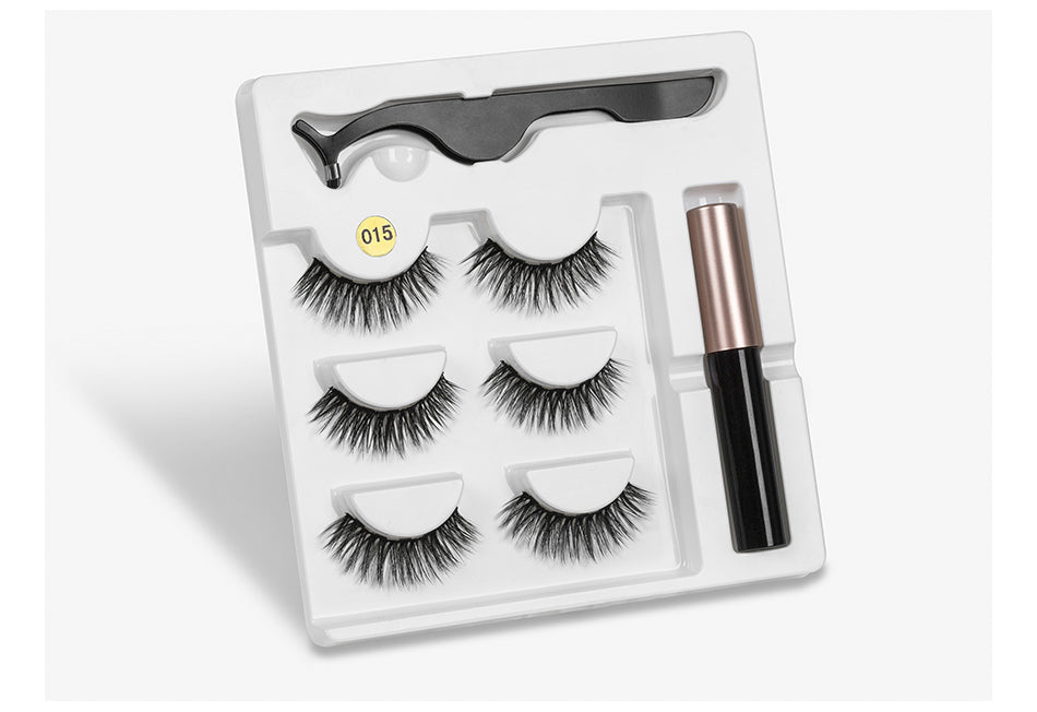 Magnetic Youth Eyelash - 3 Pairs Magnetic Eyelashs set Magnet Liquid Eyeliner Lashes Tweezer Set Waterproof Long Lasting Extension - 5econds.co