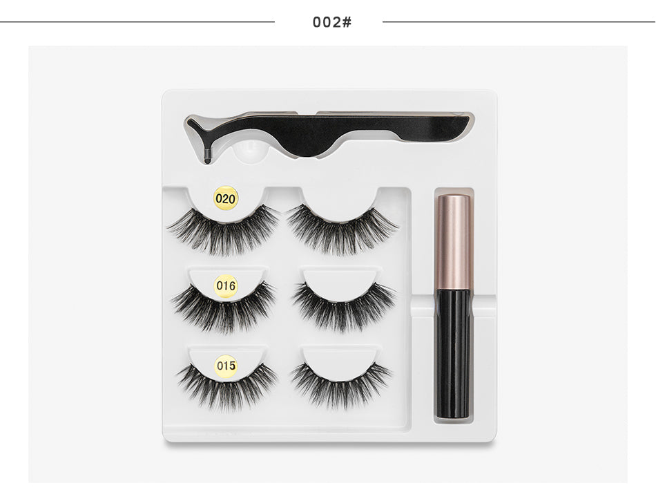 Magnetic Youth Eyelash - 3 Pairs Magnetic Eyelashs set Magnet Liquid Eyeliner Lashes Tweezer Set Waterproof Long Lasting Extension - 5econds.co