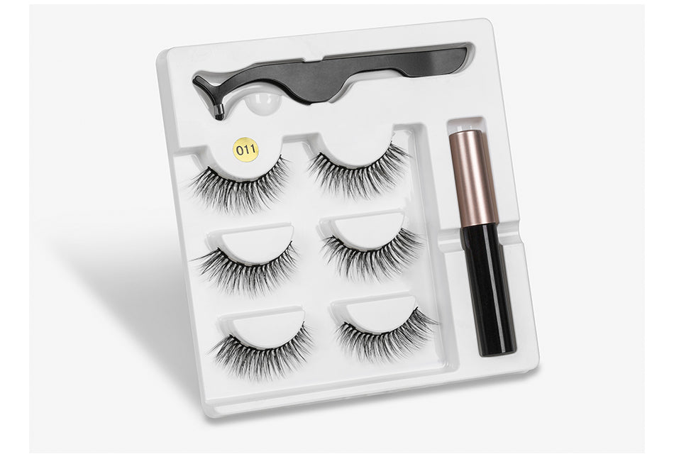 Magnetic Youth Eyelash - 3 Pairs Magnetic Eyelashs set Magnet Liquid Eyeliner Lashes Tweezer Set Waterproof Long Lasting Extension - 5econds.co