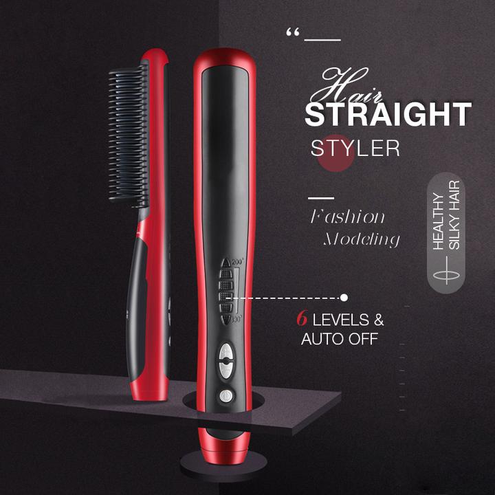 Hair Straight Styler - Multifunctional Beard Straightener Styler Brush Men Heat Hair Ceramic Curler Electric Hot Comb Care Machine - 5econds.co