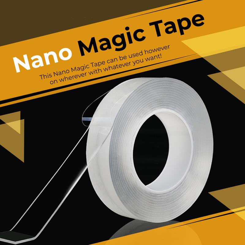 Nano Magic Tape - Reusable Double Sided Adhesive Traceless Tape Removable Sticker Washable Loo - 5econds.co