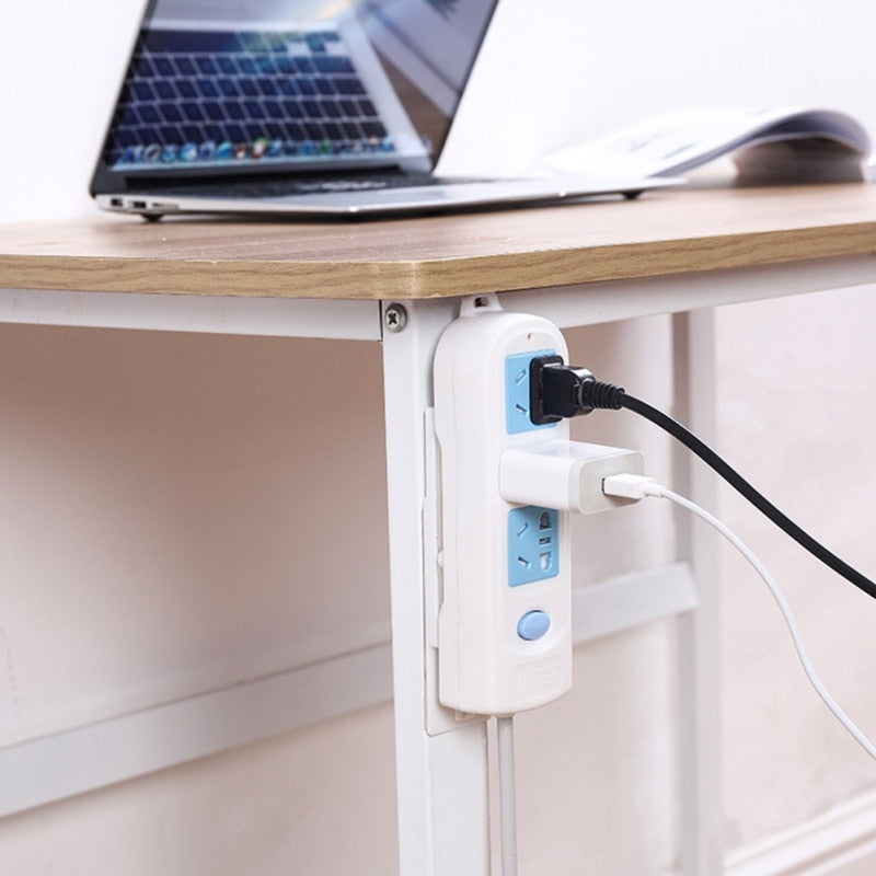 Punch-Free Wall Hanging Patch Panel Holder - Wall-Mounted Sticker Plug Fixer Home Self-Adhesive Socket Cable Wire Organizer - 5econds.co