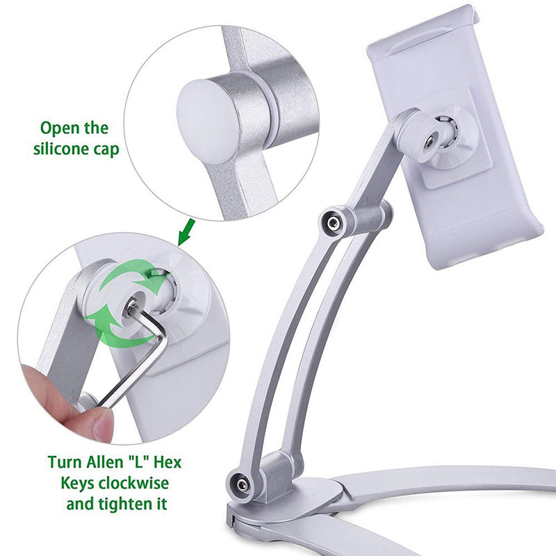 Desktop & Wall Pull-Up Lazy Bracket - Kitchen Tablet Metal Stand Mount Fit For 5-10.5 inch Width Smartphones - 5econds.co