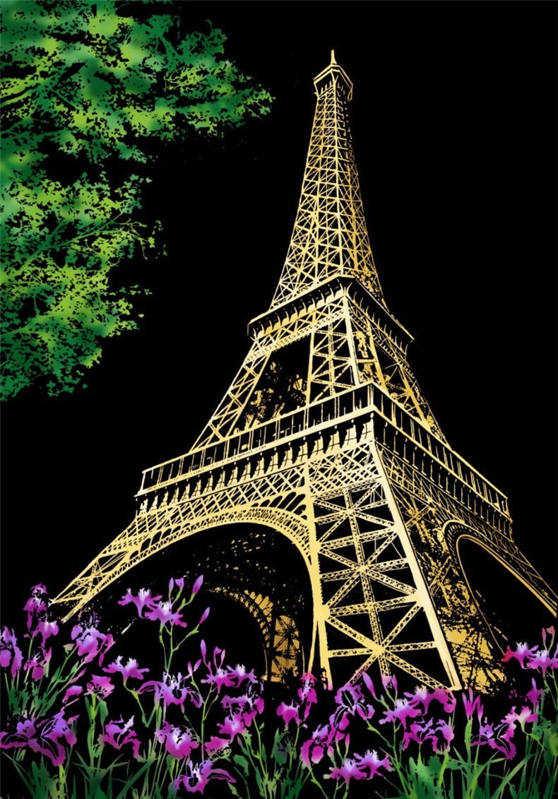 Scratch Painting Kits - 41*28 cm Magic Scratch Art Crafts World Landscape Paper Adult kids decompression toys Creative DIY Gifts - 5econds.co