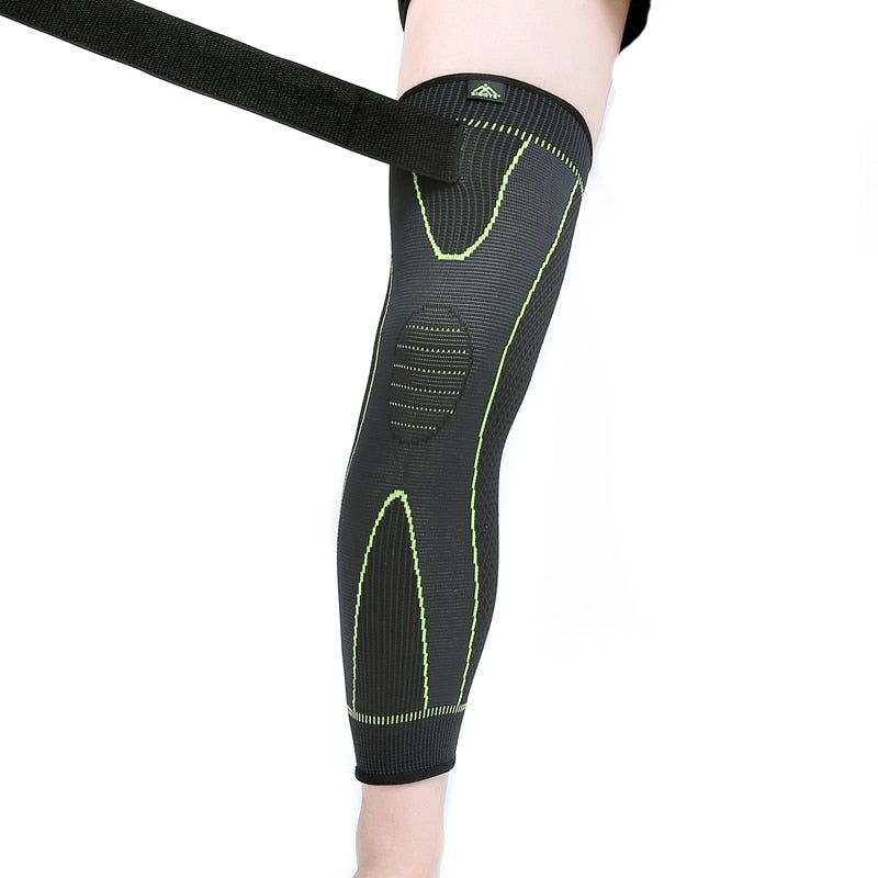 Total Compression Knee Sleeve - Elasticity Long Knee Protector Brace Leg Sleeve Calf Knee Support Warm Sports Kneepads