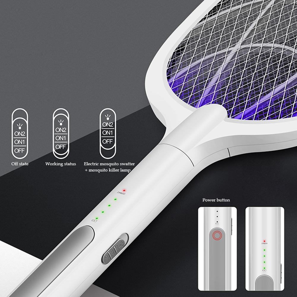 Bug Swatter - 3000V Electric Insect Racket Zapper USB 1200mAh Rechargeable Mosquito Kill Fly Bug Killer Trap