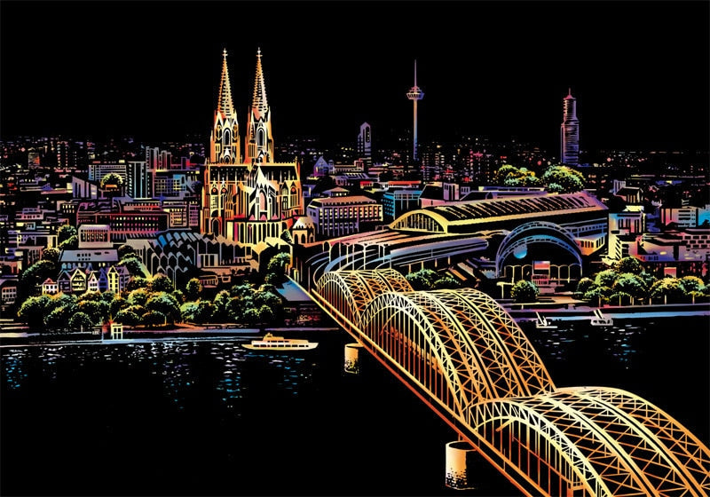 Scratch Painting Kits - 41*28 cm Magic Scratch Art Crafts World Landscape Paper Adult kids decompression toys Creative DIY Gifts - 5econds.co