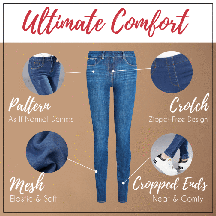 Pro-Shape Perfect Fit Jeans Leggings - Women Thin Leggings with Pocket High Waist Slim Fit Denim Pants Trousers - 5econds.co