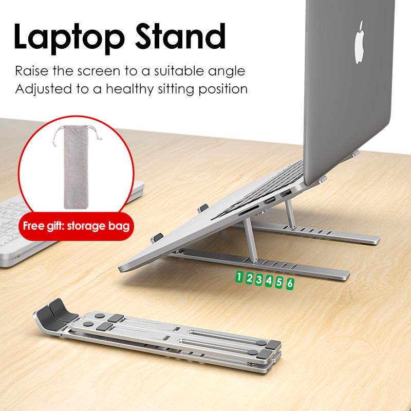Ergonomic Laptop Stand - Adjustable Foldable Premium Aluminium Stand for upto 17 Inch Laptop - 5econds.co