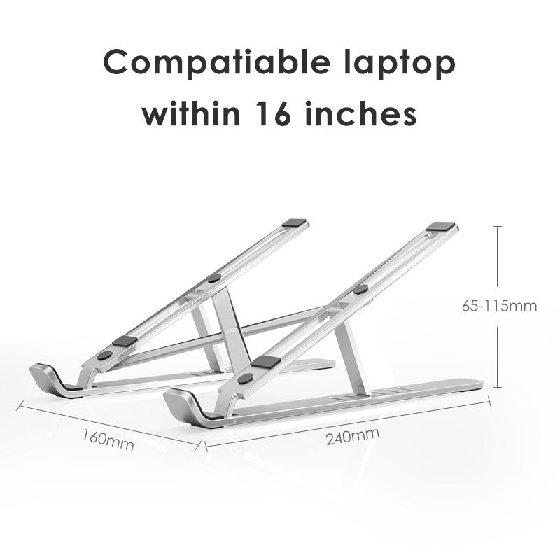 Ergonomic Laptop Stand - Adjustable Foldable Premium Aluminium Stand for upto 17 Inch Laptop - 5econds.co