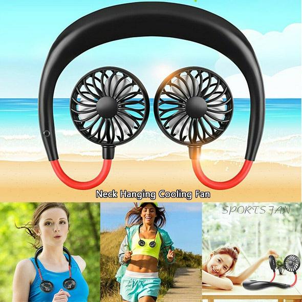 Portable Hanging Neck Sports Fan - Mini USB Portable Neckband With Rechargeable Battery Small Air Cooler Conditioner - 5econds.co