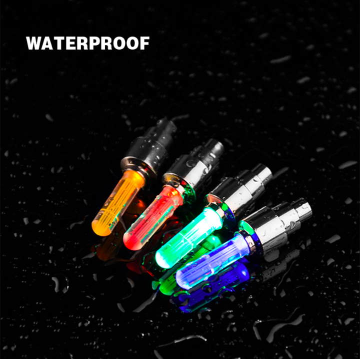 Waterproof LED Wheel Lights - Bicycle Wheel Lights Bike Wheel Light Cap Led Tire Valve Cap With Battery Mountain Road - 5econds.co