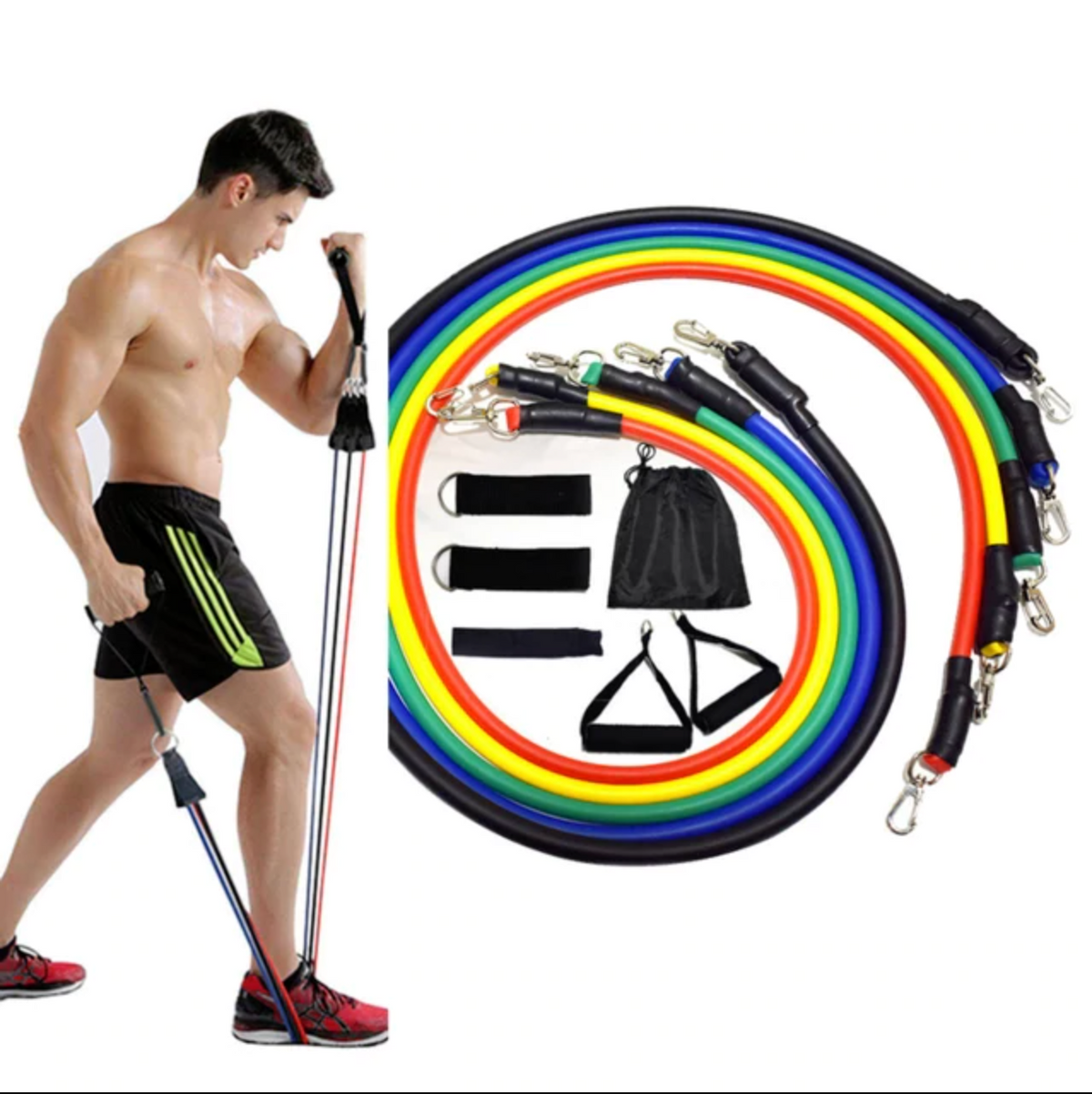 HomeFit™ Resistance Band 11pcs/Set - Latex Resistance Bands Gym Door Anchor Ankle Straps With Bag Kit Set Yoga Exercise Fitness Band Rubber Loop Tube Bands - 5econds.co
