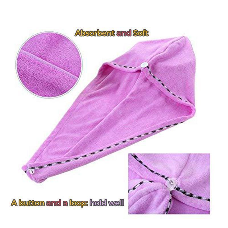 Rapid Hair Drying Microfiber Towel For Curly & All Hair Super Absorbent towel wrap with button - 5econds.co