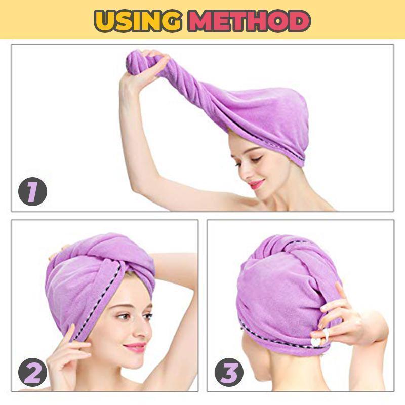 Rapid Hair Drying Microfiber Towel For Curly & All Hair Super Absorbent towel wrap with button - 5econds.co
