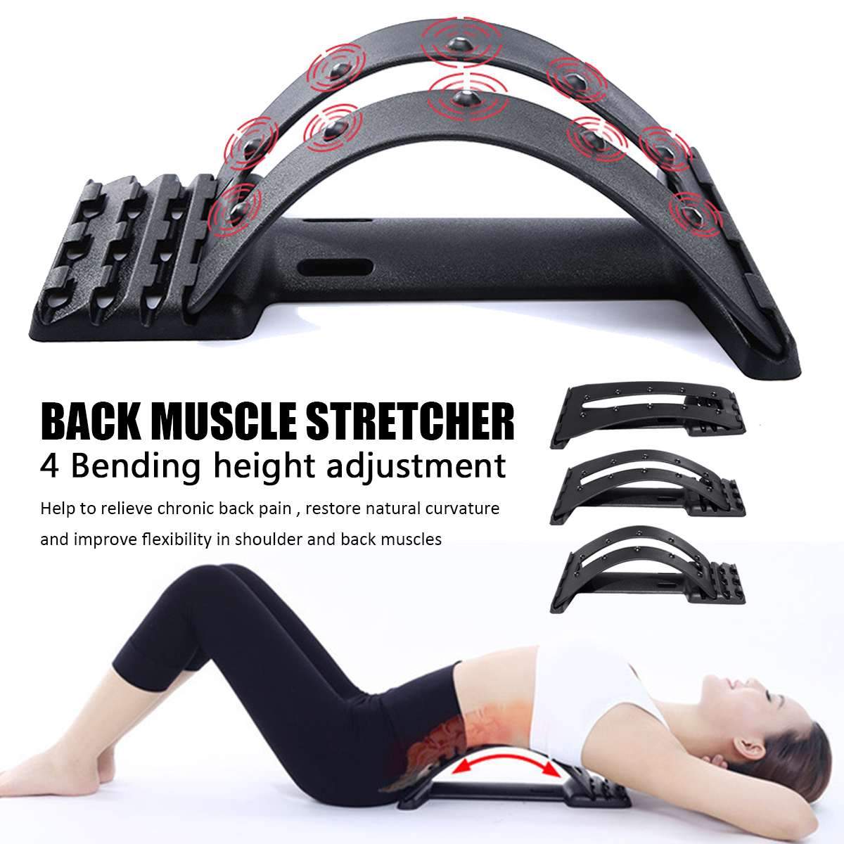 BACKRIGHT® LUMBAR RELIEF BACK STRETCHER - Back Stretch Equipment Massager Magic Stretcher Fitness Lumbar Support Relaxation Spine Pain Relief Corrector Health Care - 5econds.co