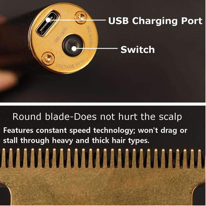 Cordless Close Cutting T-Blade Clipper - USB Rechargeable T9 Baldheaded Hair Trimmer Electric Shaver 0mm Men Barber Cutting Machine - 5econds.co