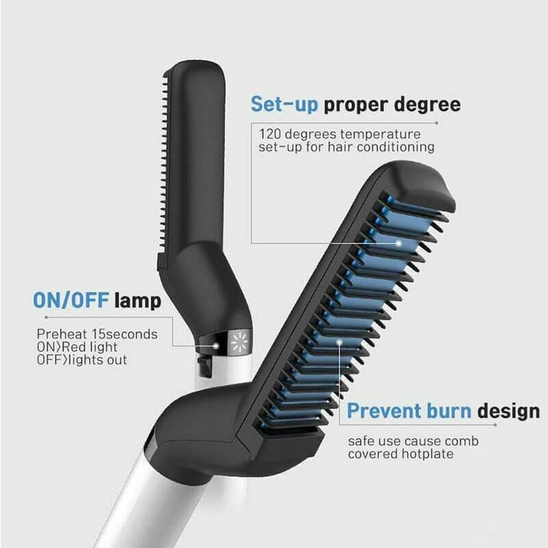 Beard Straightening Comb Heated Hot Electric Iron Pro Brush for Men - 5econds.co