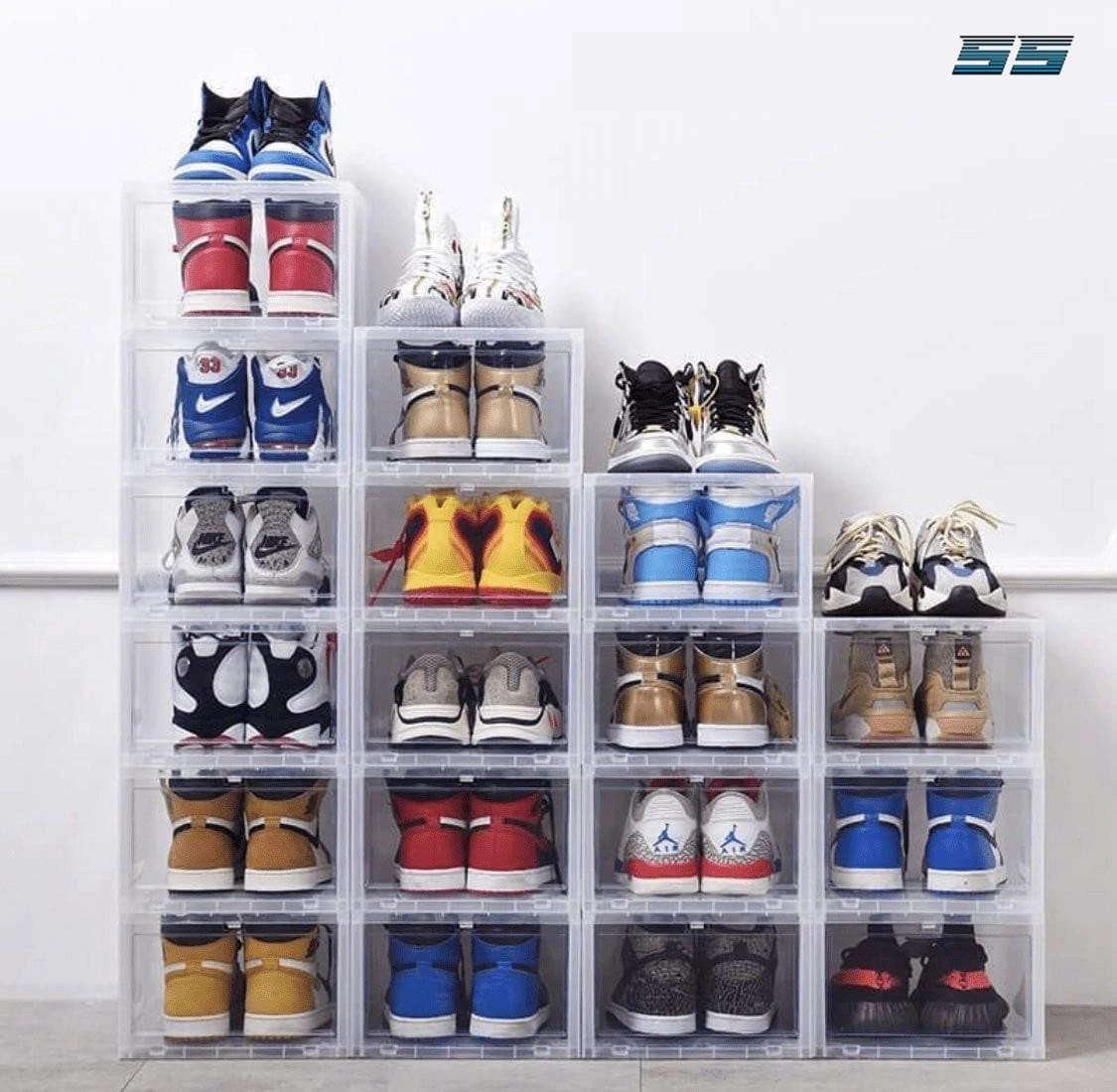 60% OFF - Storage Box & Shoe Box - Transparent shoe box dustproof storage box can be superimposed combination shoe cabinet Clamshell shoe organizer - 5econds.co
