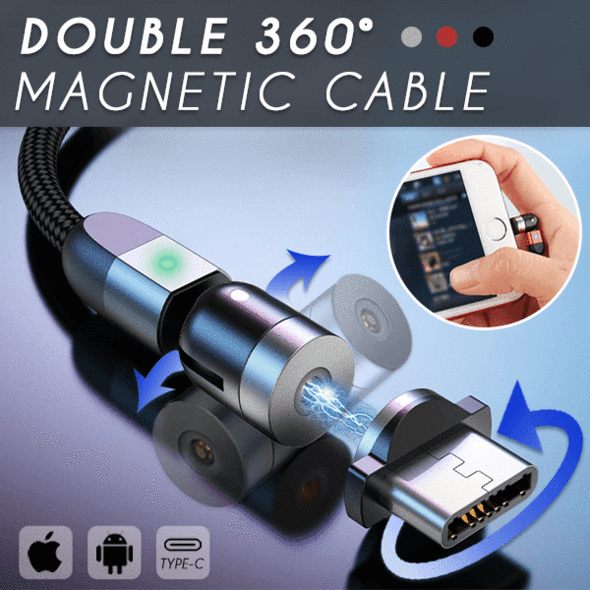 Double 360° Magnetic Cable - New Updated Fast Charging Micro USB Type C Mobile Phone Cable For Samsung iPhone 360+180 Degree Rotating - 5econds.co