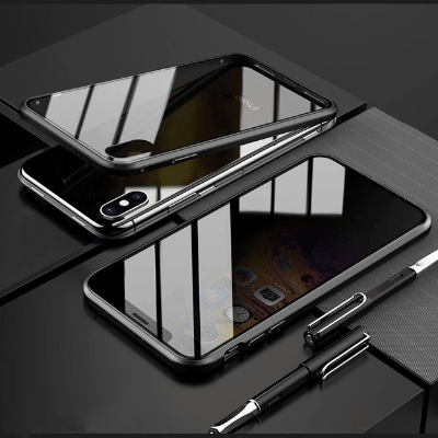 Privacy Magnetic Phone Case for iPhone & Android - Absorption iPhone X Xr 7 8 Samsung Galaxy tempered glass phone cover - 5econds.co