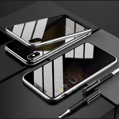Privacy Magnetic Phone Case for iPhone & Android - Absorption iPhone X Xr 7 8 Samsung Galaxy tempered glass phone cover - 5econds.co