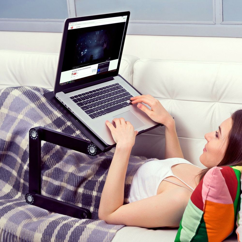 Aluminium Adjustable Ergonomic Standing Desk - Strong Built, Lightweight, Multi purpose: Breakfast Tray, Book, tablet, laptop holder - 5econds.co