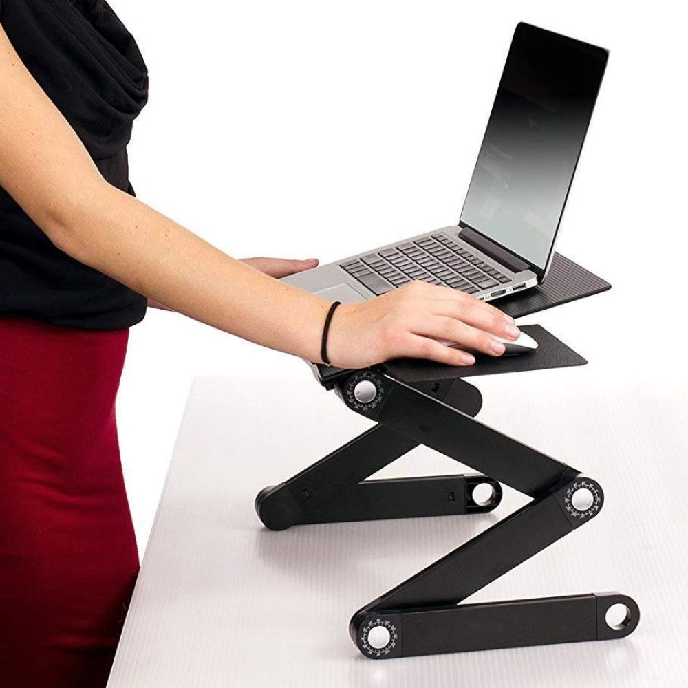 Aluminium Adjustable Ergonomic Standing Desk - Strong Built, Lightweight, Multi purpose: Breakfast Tray, Book, tablet, laptop holder - 5econds.co