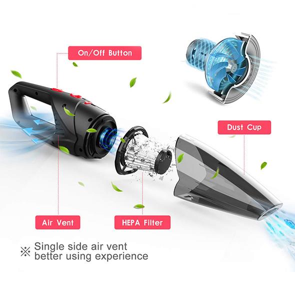 120W Car Vacuum Cleaner - Portable Handheld Cordless/Car Plug 12V 5000PA Super Suction Wet/Dry for Car Home - 5econds.co