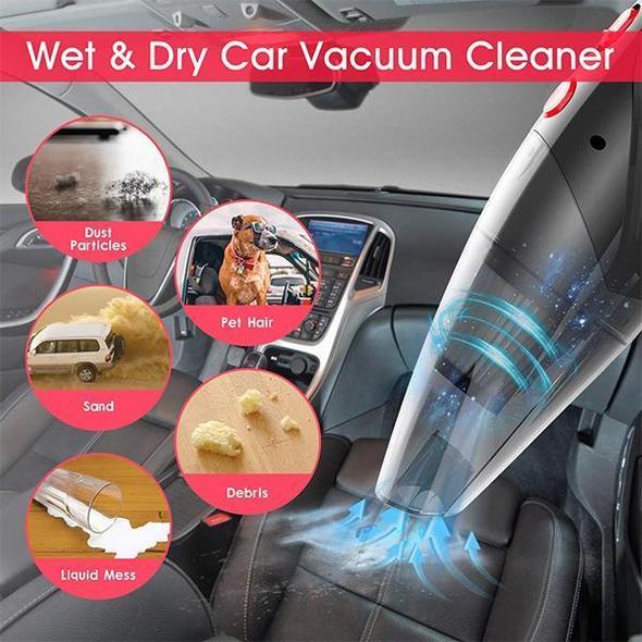 120W Car Vacuum Cleaner - Portable Handheld Cordless/Car Plug 12V 5000PA Super Suction Wet/Dry for Car Home - 5econds.co