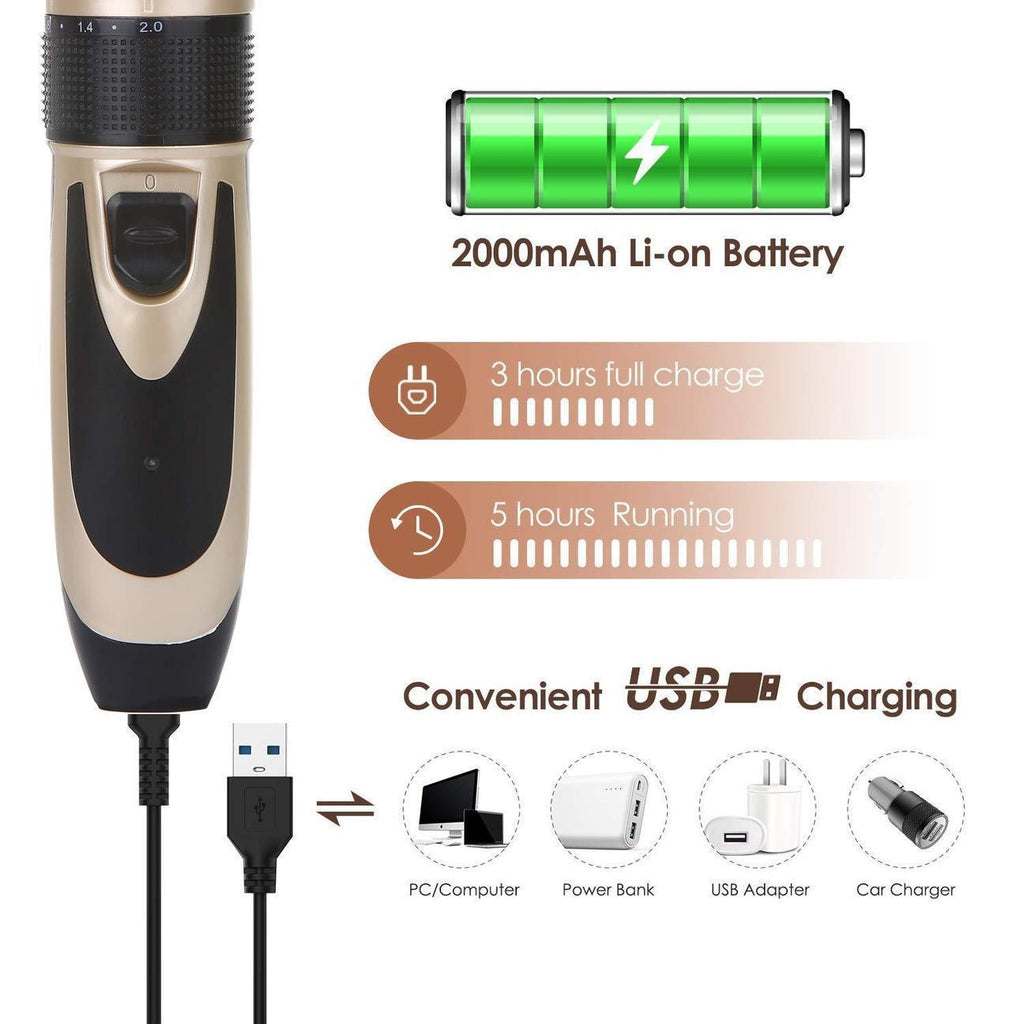 Noise-Free Design Pet Hair Clipper - Rechargeable Dog Trimmer Animal Grooming Cat Cutter Machine Shaver Electric Scissor Remover Haircut - 5econds.co