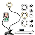 Studio LED Ring Light with Cell Phone Holder™ - Long Arms Desktop Bed stand Adjustable Aluminum alloy Mount for video call/livestream - 5econds.co