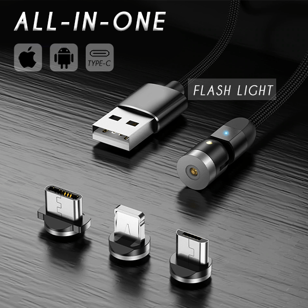 Double 360° Magnetic Cable - New Updated Fast Charging Micro USB Type C Mobile Phone Cable For Samsung iPhone 360+180 Degree Rotating - 5econds.co