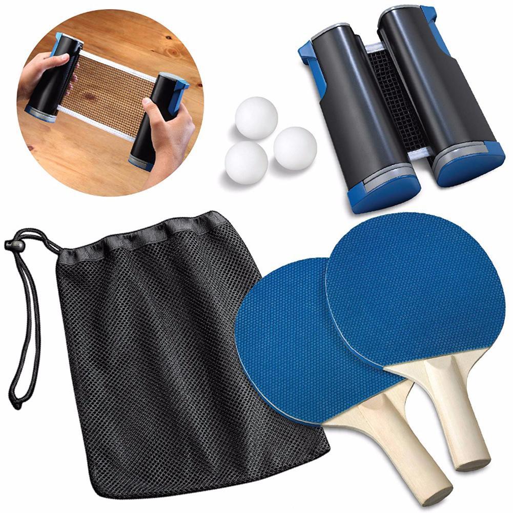 Retractable Table Tennis Set - Ping pong Bats Rackets Paddles Portable 3 Balls for Outdoor Easy Sporting Decoration - 5econds.co